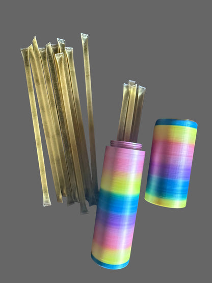 3D printed two piece honey stick holder. Screw top. Colors vary. Honey sticks sold separately. 